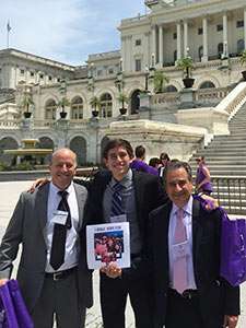 Eric Doppelt (center) with his dad, Harvey (left), and his uncle, Eugene Negrin, in front of the U.S. Capitol at Advocacy Day 2015.