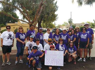 Team Rally for Ralph gathered for PurpleStride Phoenix 2016 – six family members flew in from out of state to surprise their cousins for the event.