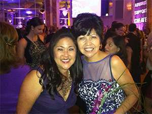Lupe (right)) and Julia Tominaga, a member of the Pancreatic Cancer Action Network staff, at An Evening with The Stars gala in 2012.