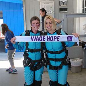 Natascha Martin and Susie Lemieux before skydiving