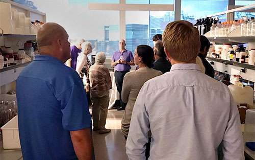 Omaha PanCAN volunteers see state-of-the-art research lab in Fred and Pamela Buffet Cancer Center
