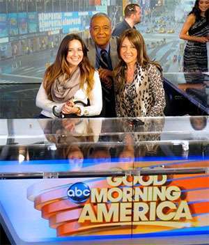 Ron and Camille smile after discussing her journey with pancreatic cancer on Good Morning America.