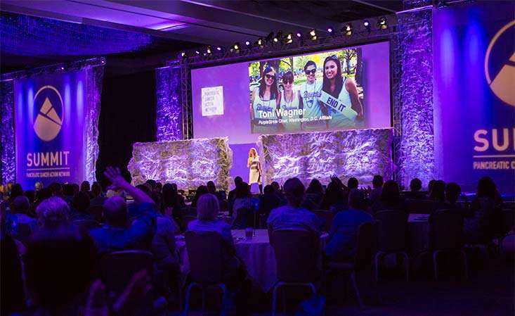 Feature image Attendees at PanCAN leadership and scientific meeting gather for a presentation.