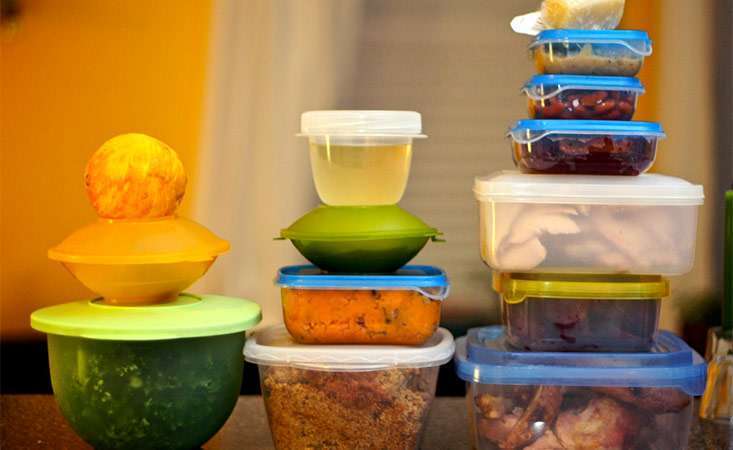 Storage containers filled with leftover meals make your next meal easy to prepare.