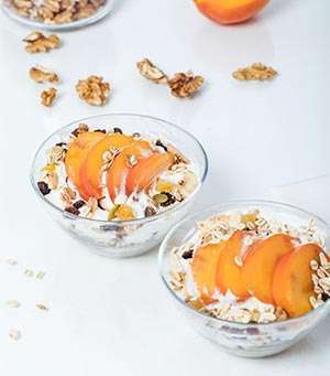Yogurt with granola and fruit can be found in fast-food restaurants for breakfast or dessert