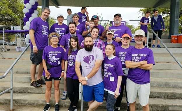 Family gathers at PurpleStride Austin 2018, the walk to end pancreatic cancer