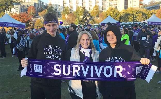 Feature image Pancreatic cancer survivor attends PurpleStride event with her two sons