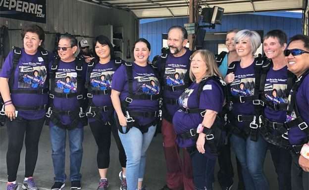Feature image Pancreatic cancer survivors, family members and friends gather for annual skydive.
