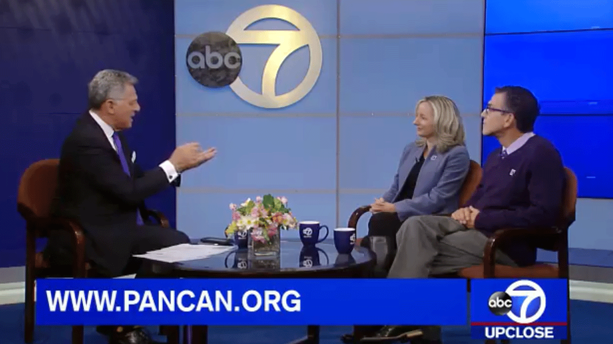 PanCAN CEO and pancreatic cancer survivor interviewed by anchor on the set of ABC New York