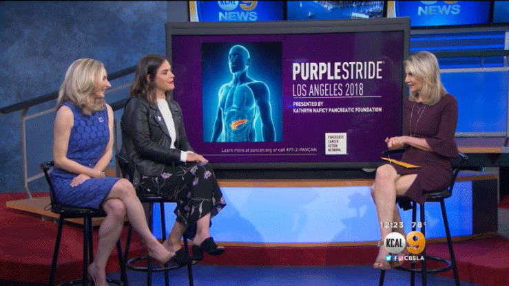 PanCAN CEO and singer Erin Willett speak about PurpleStride Los Angeles with KCAL9 TV