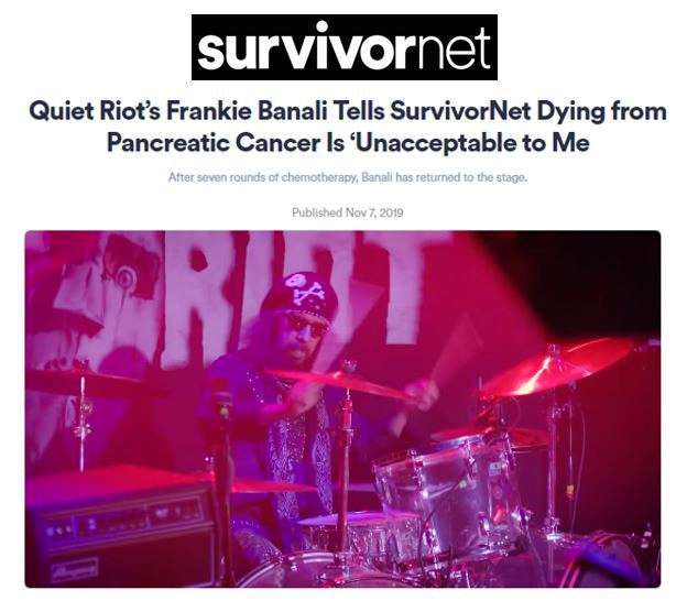 SurvivorNet article with Quiet Riot drummer and pancreatic cancer survivor Frankie Banali