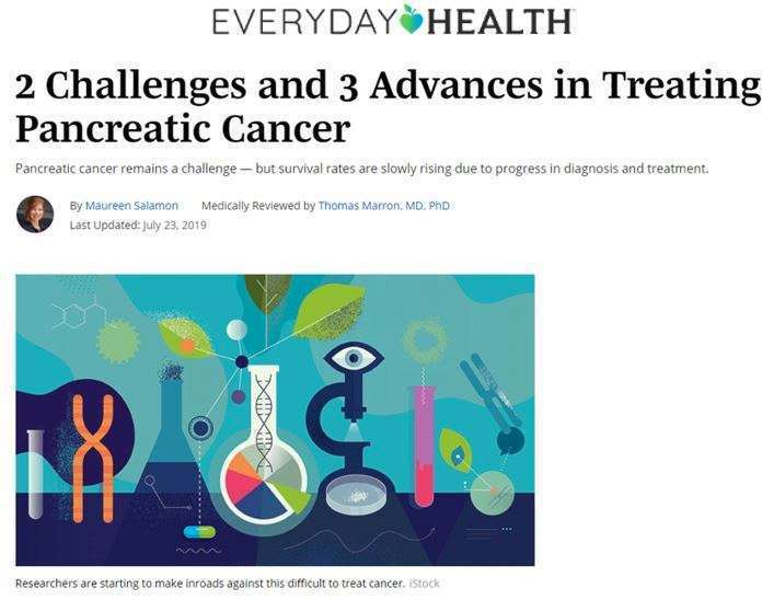Everyday Health article headline, “2 Challenges and 3 Advances in Treating Pancreatic Cancer”