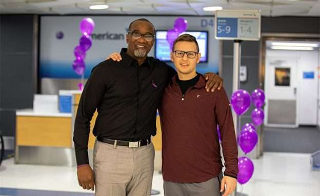 Feature image American Airlines employee Craig Irving with friend Adam Deal, a pancreatic cancer survivor