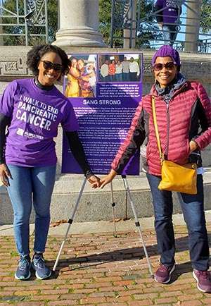 Mother and pancreatic cancer survivor with daughter at PanCAN PurpleStride 5K walk