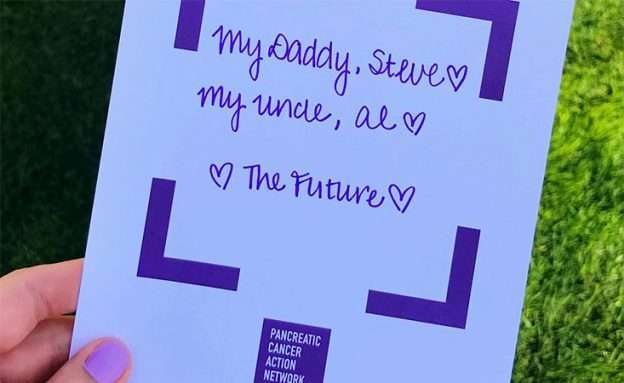 Feature image A sign tells why this PanCAN advocate is involved