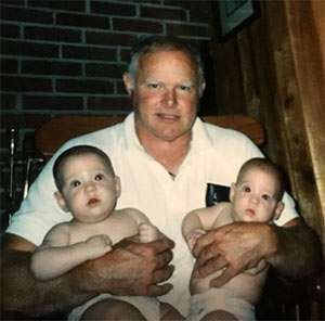 PanCAN volunteer sisters with their grandfather when they were infants