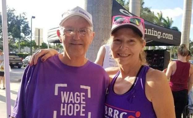 Feature image Mike Fitzpatrick and a fellow pancreatic cancer survivor competed in a Fun Run organized by a Boynton Beach running club in 2019.