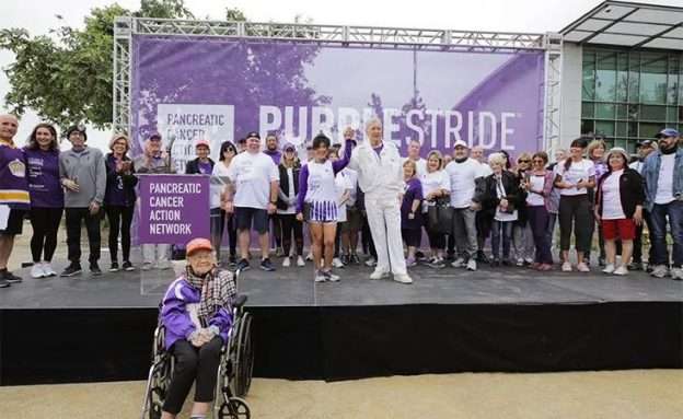 Feature image Alex Trebek at PanCAN PurpleStride walk in Los Angeles in 2019