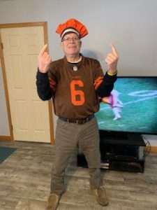 Pancreatic cancer survivor decked out in Cleveland Browns gear