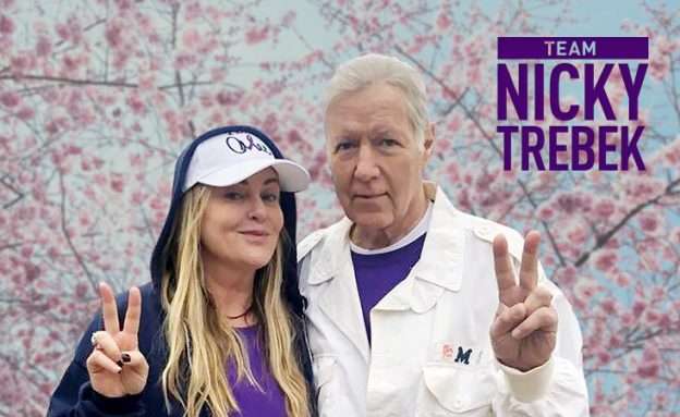 Feature image Nicky Trebek and father Alex Trebek at PurpleStride Los Angeles 2019