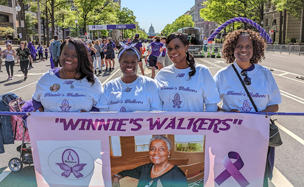 Feature image Sisters Kara, Marcie, Missy and Debbie Freeman at PanCAN PurpleStride Washington, D.C.