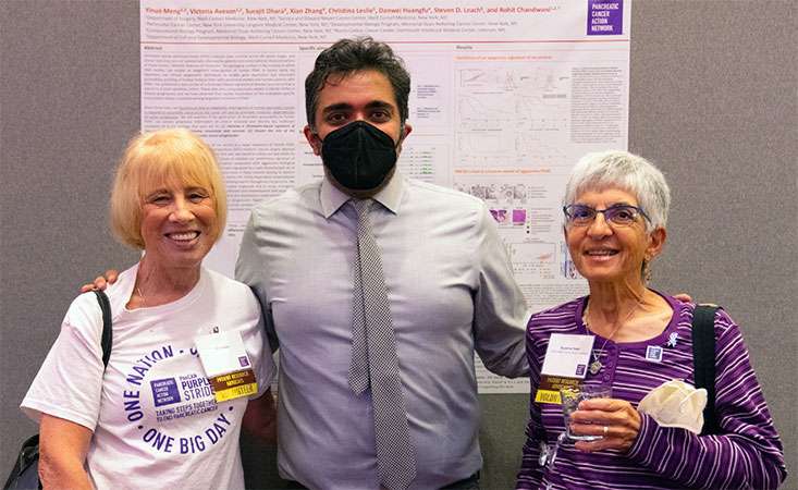 Feature image Kay Kays with Rohit Chandwani and Suzanne Yoder at PanCAN’s 2022 Scientific Summit