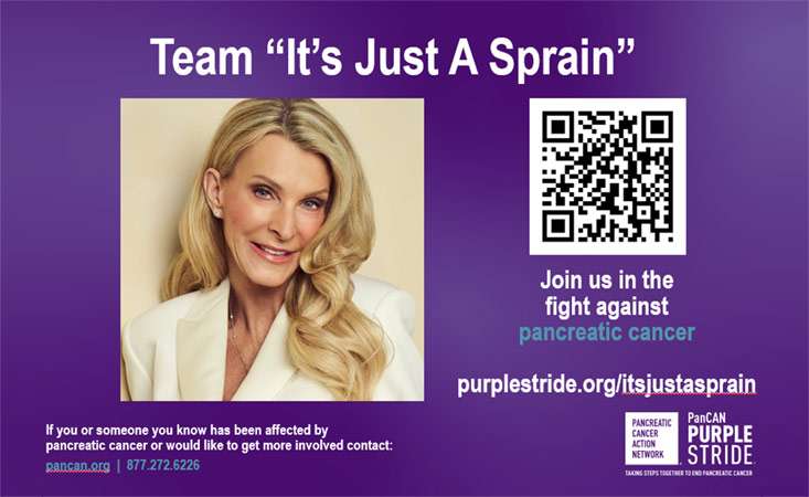 Feature image In memory of her late husband, John Vassos, Joan has formed team "It’s Just a Sprain."